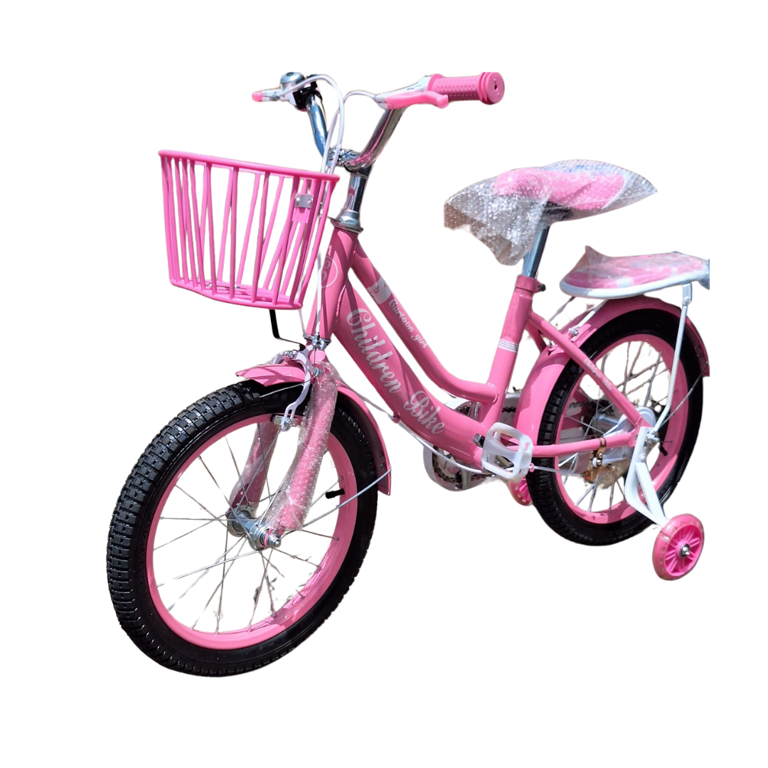 Bikes for Kids, Pink Princess Children's Bike with Training Wheels and Basket - Girls' Bicycle