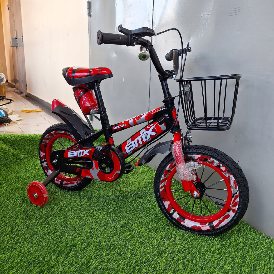 Red Camo BMX Bike for Kids with Training Wheels Children's Bicycle