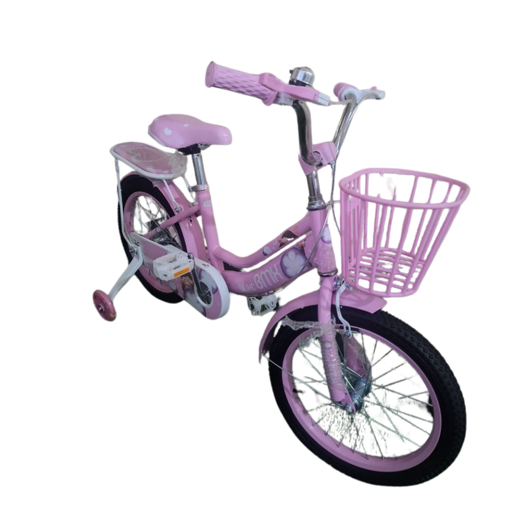 Bikes for Kids, Pink BMX Bike with Training Wheels & Basket - Girls Children's Bicycle