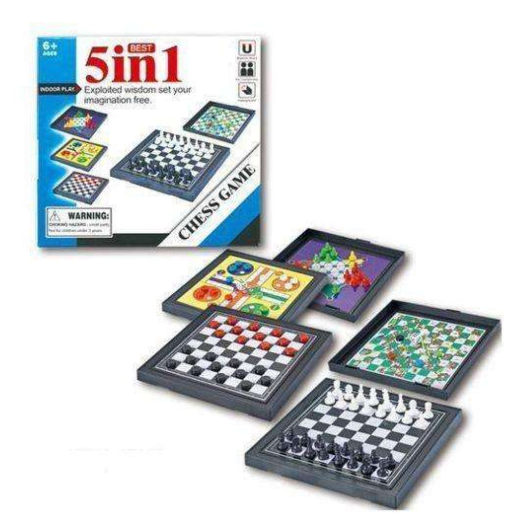 5-in-1 Chess Game Set for Kids and Families - Classic Board Games