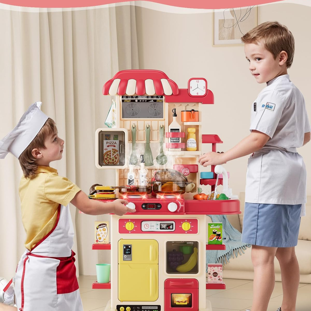 48 Pcs Kitchen Playset for Kids Play Kitchen  Sink Toy Kitchen Accessories, Pretend Food Toys Kitchen