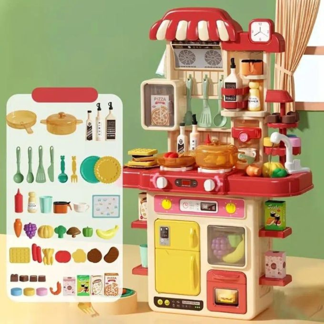 48 Pcs Kitchen Playset for Kids Play Kitchen  Sink Toy Kitchen Accessories, Pretend Food Toys Kitchen