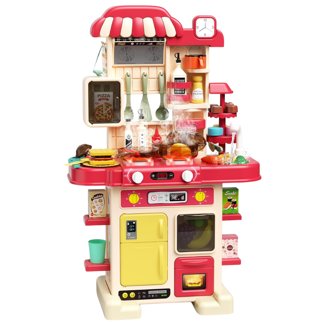 48 Pcs Kitchen Playset for Kids Play Kitchen Sink Toy Kitchen Accessories, Pretend Food Toys Kitchen