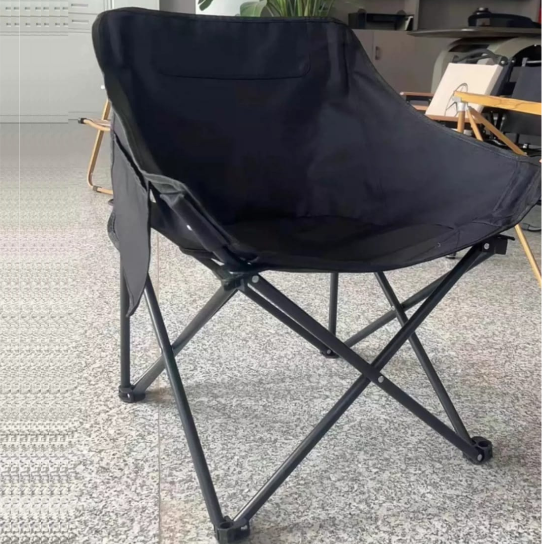 Black Camping Chair Foldable and Portable with Side Pocket Portable for Outdoor Events