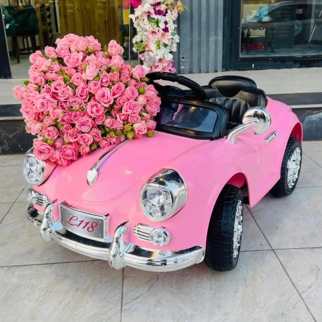 Pink Electric Ride-On Car for Kids with LED Lights - 2 to 6 Years Old