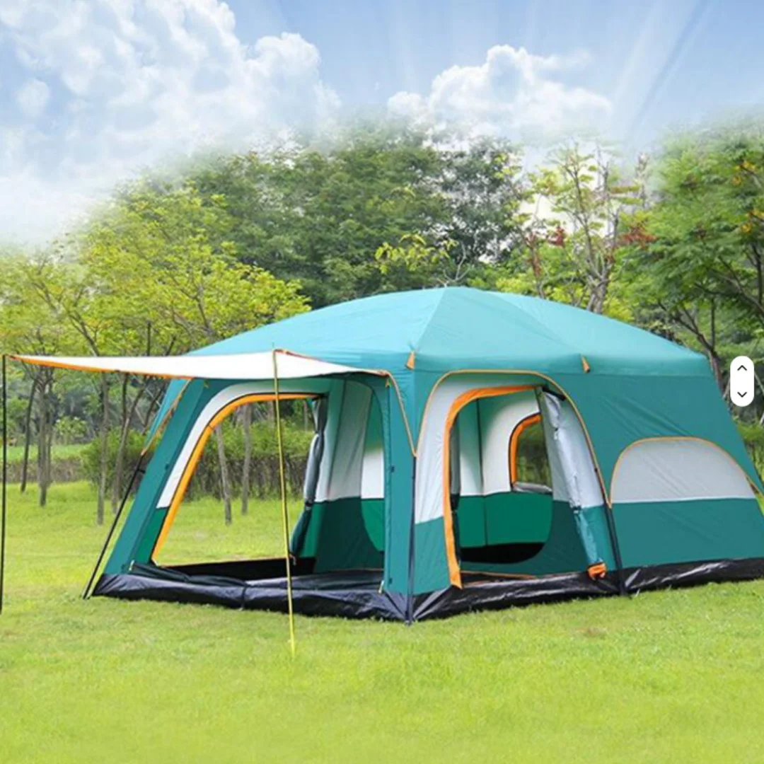 Large Automatic Camping Tent for 8 - 12 People, Family Tent with Two Bedrooms and One Hall Tent, Spacious Outdoor Camping Tent