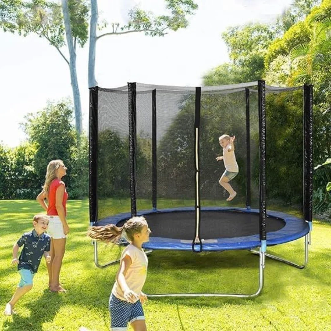 12ft Outdoor Trampoline for Kids with Safety Closing Net, Ladder + Padded Edge - Family Fun