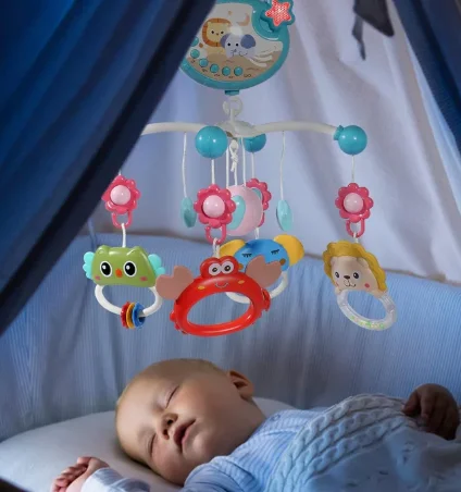 Musical Mobile Bed Bell for Babies, Toys for Babies, Musical Baby Mobile with Projection & Soothing Melodies – Kids Baby Musical Crib (0 - 12 months), Mobile Hanging Toy Projector, Lights Music Box Rotating Rattle Bed Bell Baby Toys Musical Mobile
