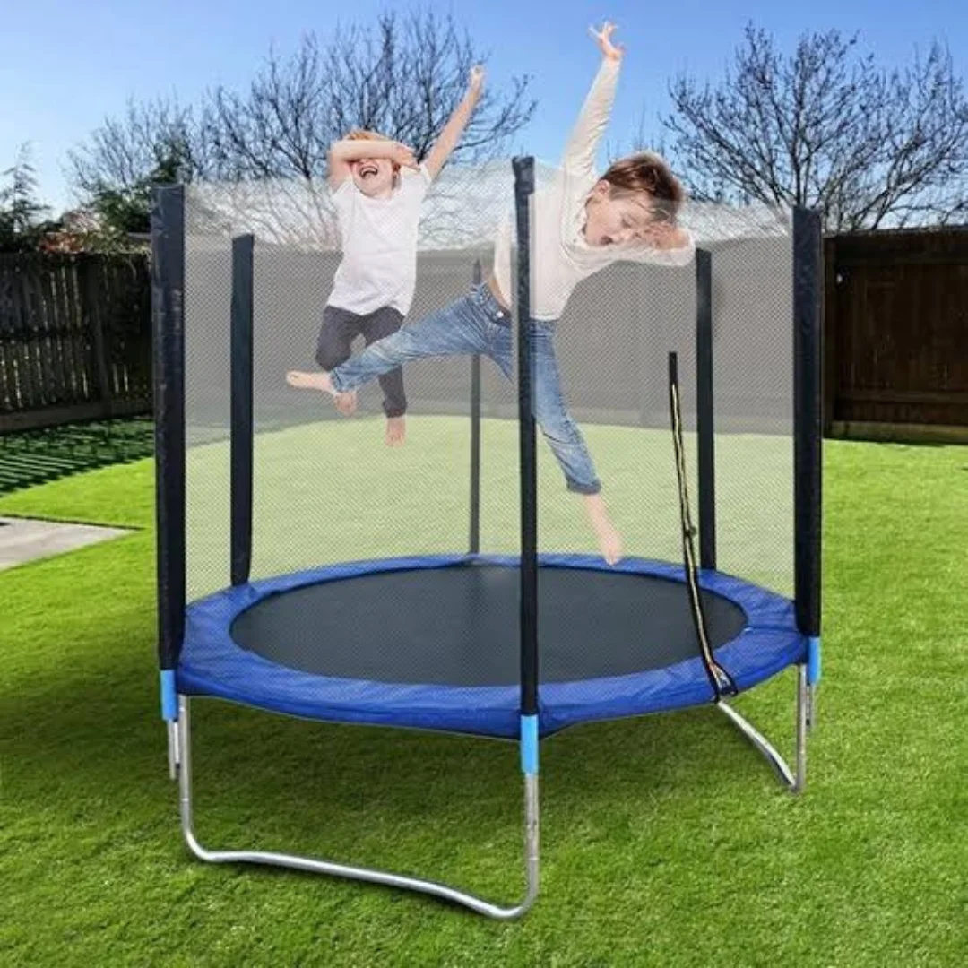 6ft Trampoline W/Safety Enclosure Net & Spring Pad + Ladder
