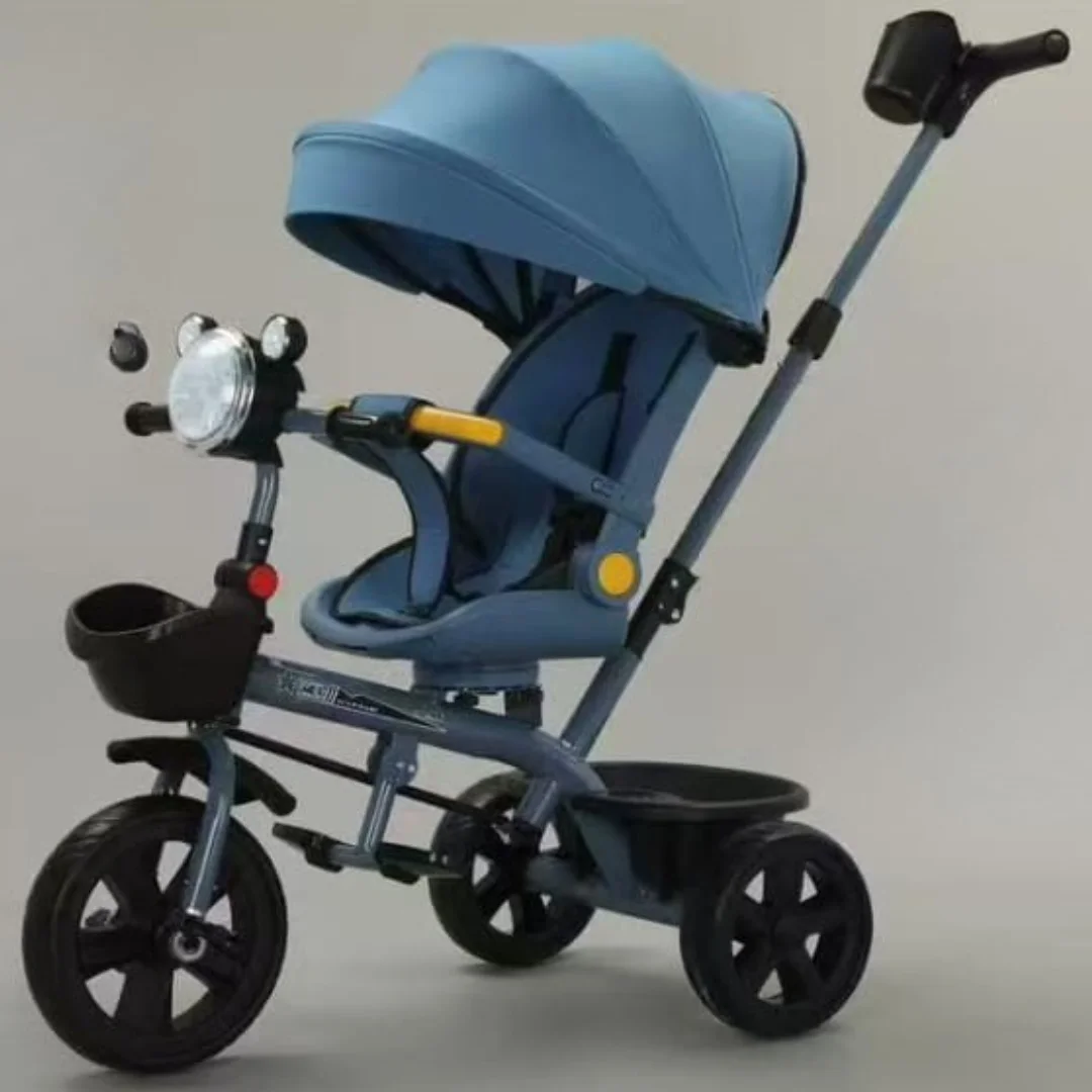Green Luxury Tricycles with Canopy & Push Handle – 3-in-1 Kids Tricycles for 1–4 Years (Safety Belt, Storage Basket, Adjustable Canopy) – Best Baby Tricycle Kenya