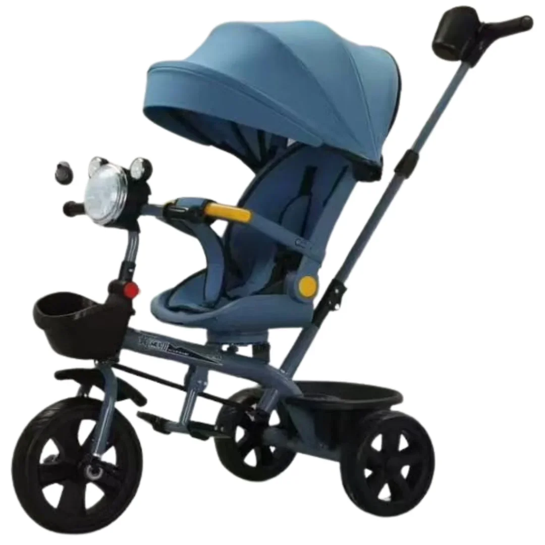 Blue Luxury Tricycle with Canopy & Push Handle – Reversible Seat 3-in-1 Ride On Bike for Toddlers 1-4 Years – Best in Kenya