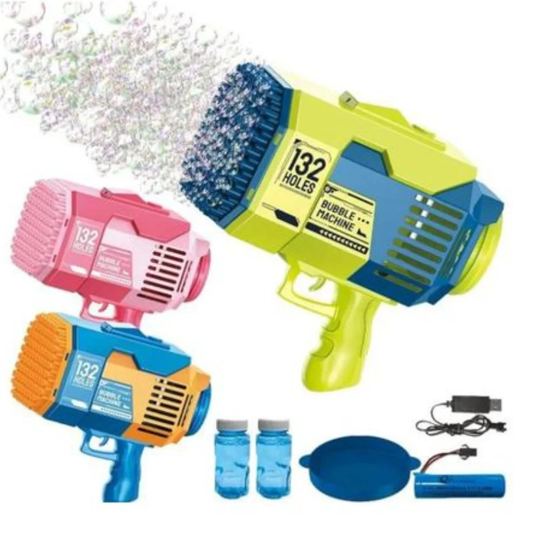 Bubble Gun Machine (132 Holes) for Kids, Rechargeable Bubbles Machine for Kids, Bubble Gun for Parties, Bubble Blower Machine