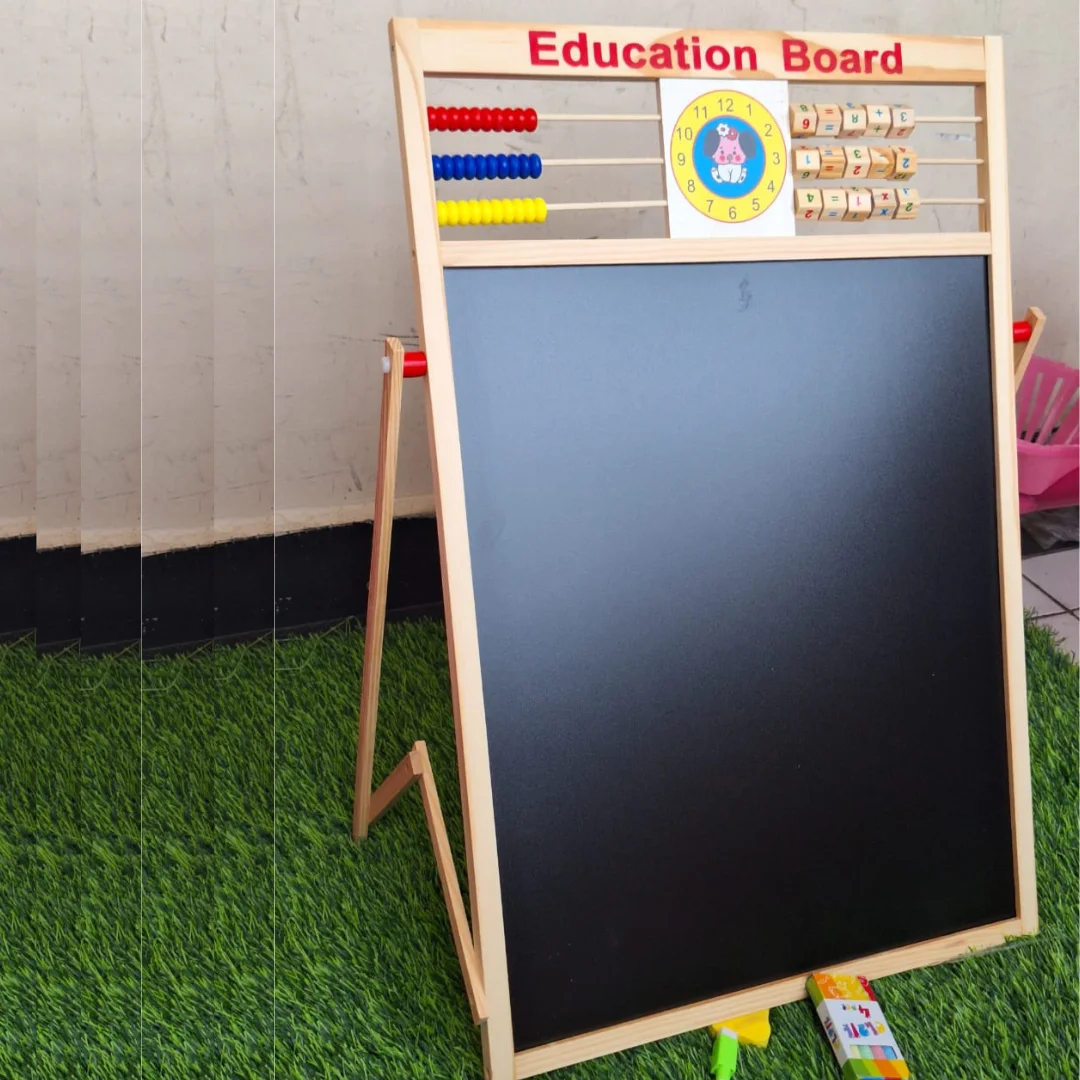 2-in-1 Blackboard, Children's Wooden Education Board and Easel (Magnetic Whiteboard), Blackboard for Kids-  Early Education & Learning Toys and Equipment