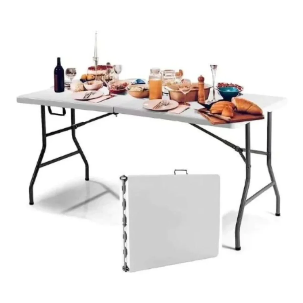 1.5m Foldable Plastic Table HDPE - Portable Folding Table for Events & Home Use
