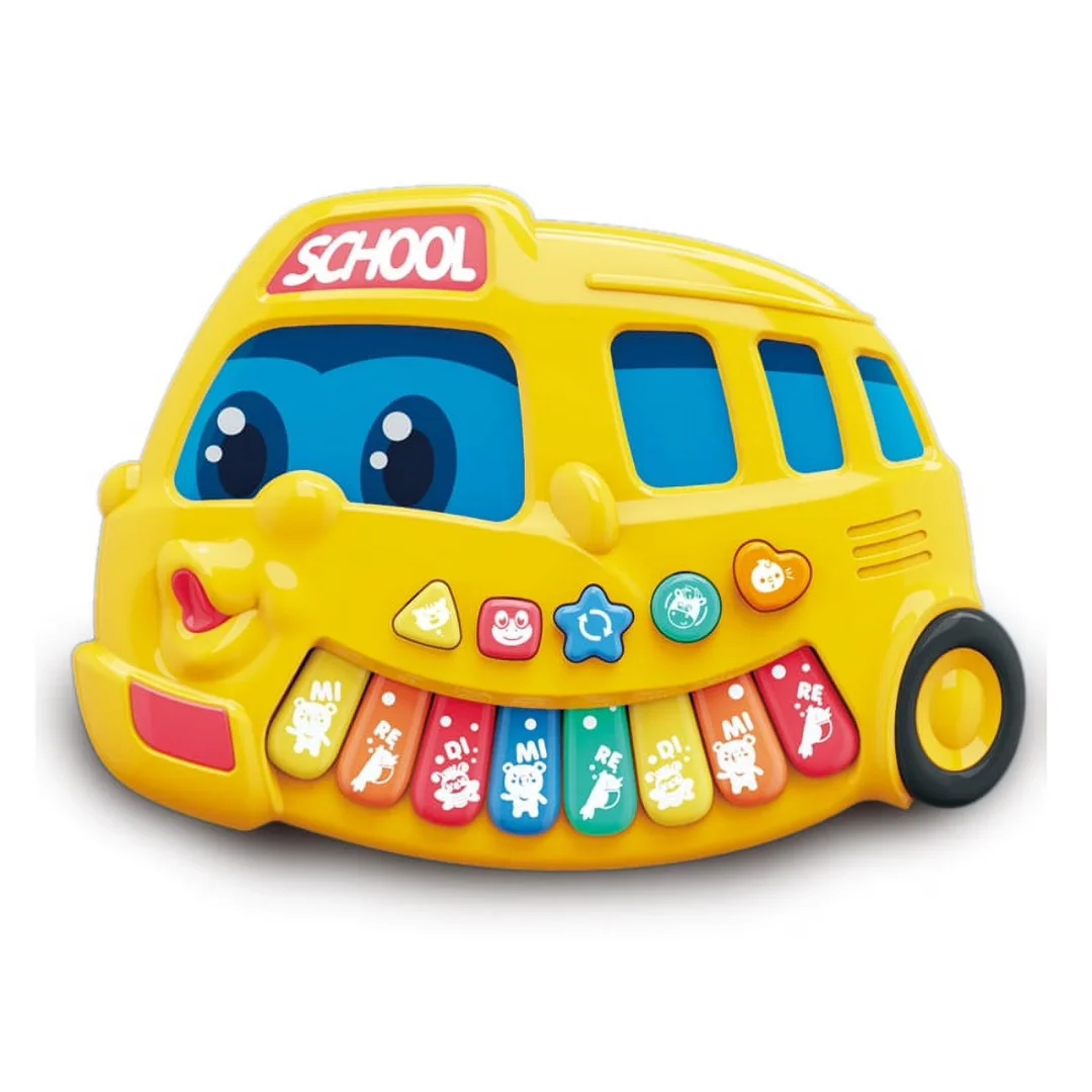 Musical Baby Piano Toy with Lights & Sounds, Learning Keyboard - Bus Piano for Kids, Toys for Kids with 4 Modes Animal Sounds & Lights Educational Learning Toy - Toys for Babies, Toys for Kids, Baby Piano, Early Education Leaning Toy 