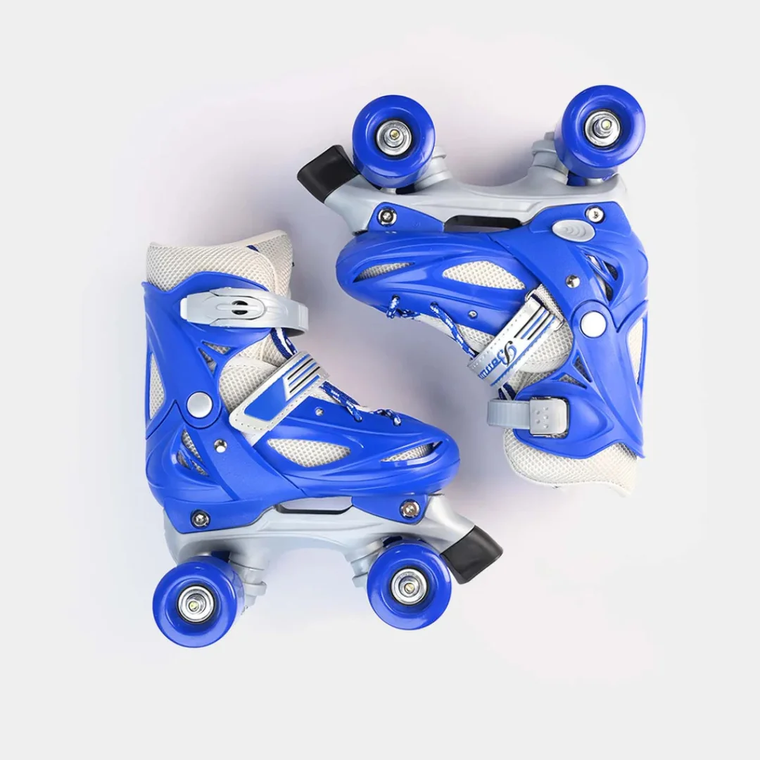 Blue Quad Skates - Adjustable 4 Wheel Roller Skates for Boys (Sizes 26-38)