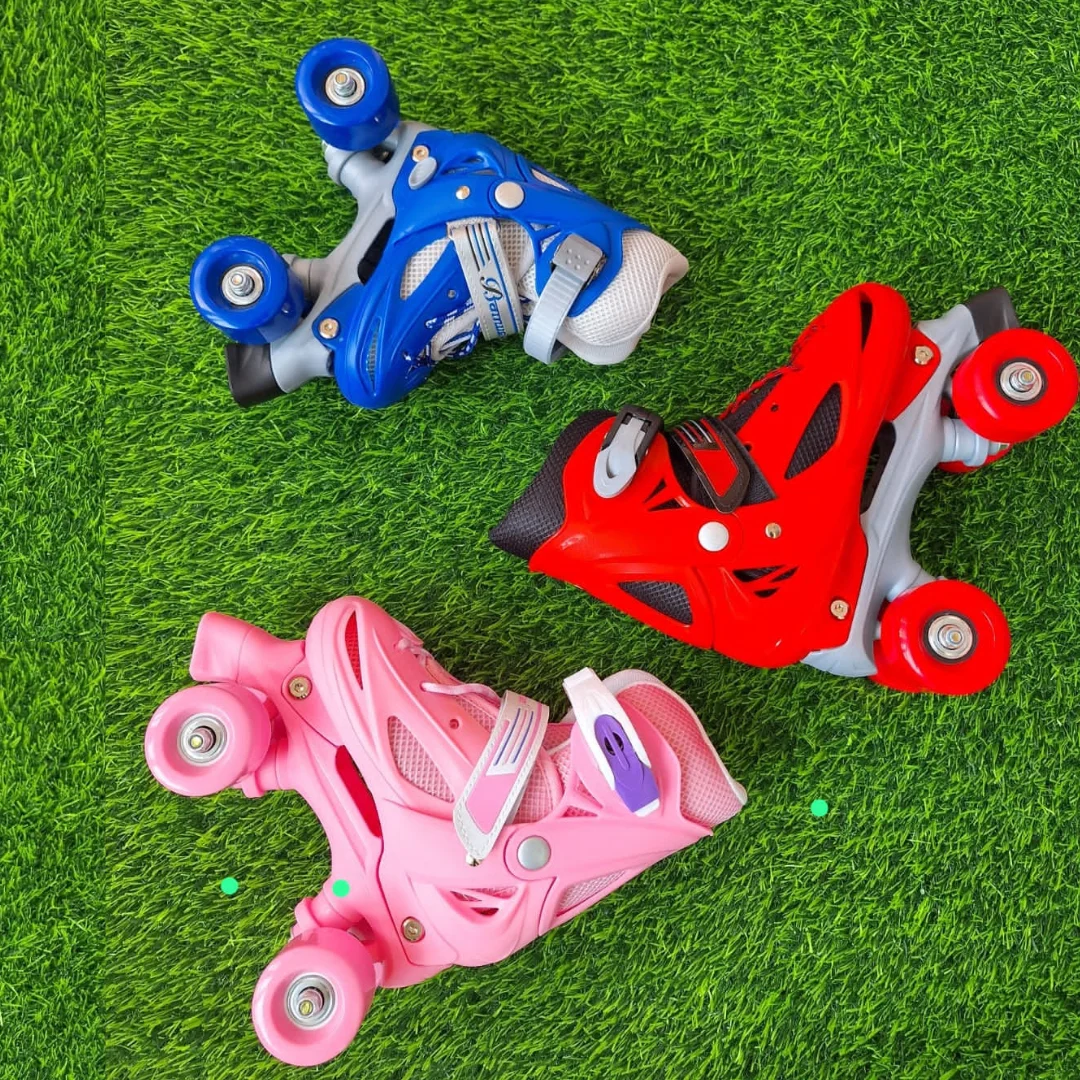 Blue Quad Skates - Adjustable 4 Wheel Roller Skates for Boys (Sizes 26-38)